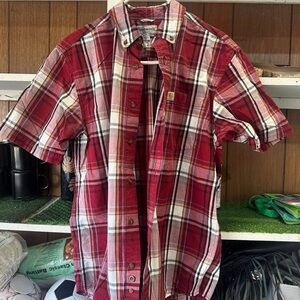 Carhartt Red and White Plaid Button Down Shirt